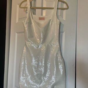 Club L London White Sequin Mini Dress
